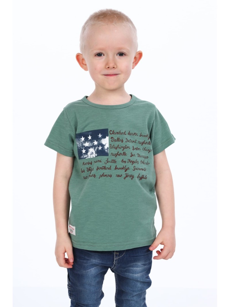 Boy\'s T-shirt with khaki inscriptions NDZ4446 - Online store - Boutique